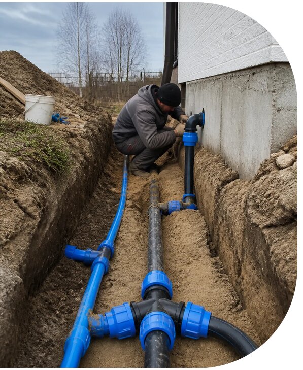 Монтаж наружного водопровода на участке под ключ в Краснокаменске