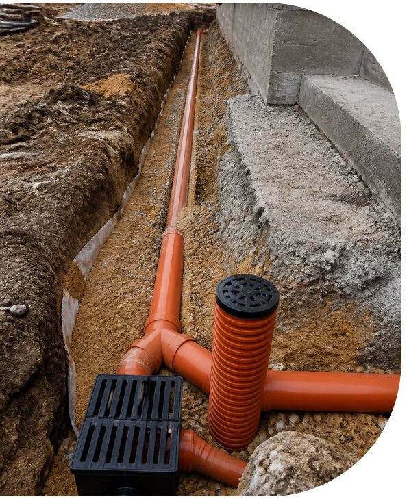 Устройство ливневой канализации на участке в Краснокаменске